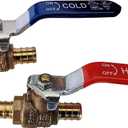 2 Pieces 1/2" Pex Ball Valve Hot and Cold, 24-2-1&2=2X
