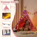 8 Pack Teepee Tent for Kids with Lights, Cotton Indoor Play Teepee with Pompom for Girls & Boys, Sleepover Tents for Boho Slumber Spa Party
