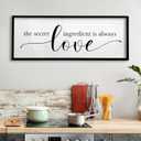 TQianJiang Kitchen Wall Decor The Secret Ingredient Is Always Love Sign 32"12" Heartwarming Quote for Dining Room Mother's Day Large Farmhouse Rustic Wood Framed Wall Plaque Hanging Art (Black)