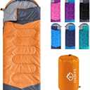oaskys Camping Sleeping Bag - 3 Season Warm & Cool Weather - Summer Spring Fall Lightweight Waterproof for Adults Kids - Camping Gear Equipment, Traveling, and Outdoors (50-80F Everyday 3 Season - Orange)
