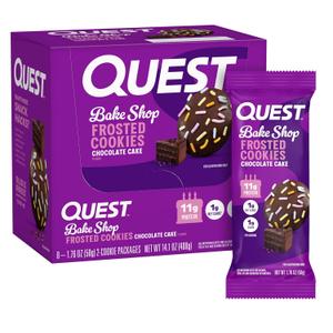 Quest Nutrition Frosted Cookies Twin Pack, Chocolate Cake, 1g Sugar, 11g Protein, 1g Net Carbs, Gluten Free, 16 Cookies