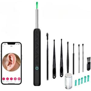 Ear Wax Removal Tool with Camera - Portable Type-C Rechargeable Earbuds, Waterproof Endoscope with high-Definition Camera, 360  Wide-Angle Ear Scoop Tool Set (Black)