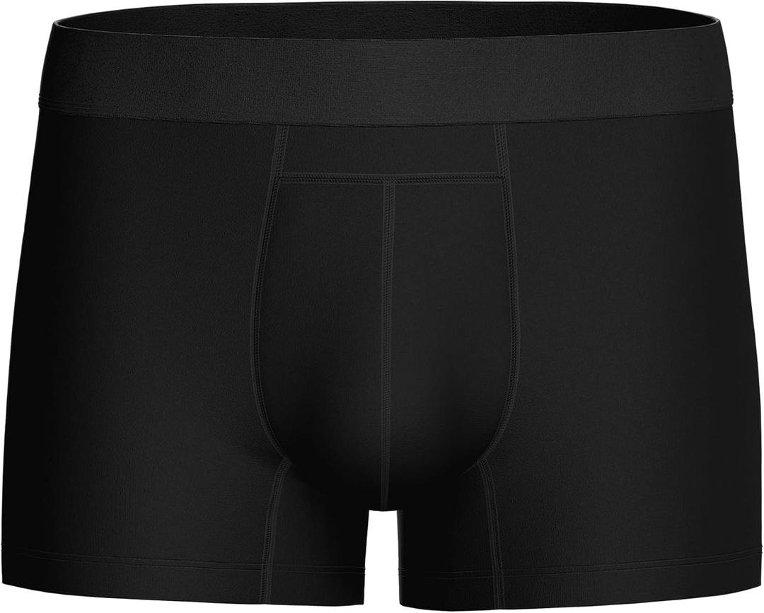 PROTECHDRY - Washable & Reusable Urinary Incontinence Cotton Boxer Brief Underwear for Men (Black, Medium)