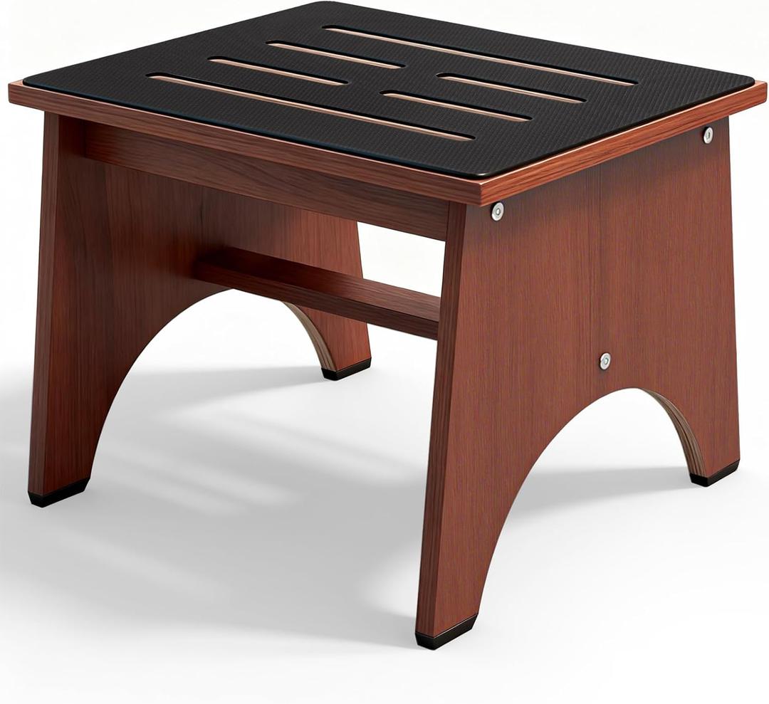 RayLove One Step Stool for Adults Seniors with Non-Slip Rubber Stepping Feet, Heavy Duty Platform Step Stools for Bathroom, Bedroom, Kitchen & Bedside Support 12 Inch Rustic Brown