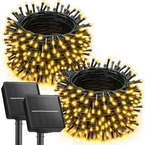 Brightown 2 Pack Solar String Lights for Outside, 92Ft 240 LED Solar Lights Outdoor Waterproof with 8 Modes, Solar Outdoor String Light for Patio Yard Tree Garden Party Decorations, Warm White