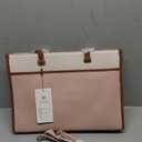 LOVEVOOK Laptop Bag for Women, 15.6'' Laptop Tote Purse 2-in-1 Professional Work Bag Business Briefcase with Clutch Purse, Waterproof Leather Computer Handbag for Teacher Office Travel (Beige-coffee-pink)