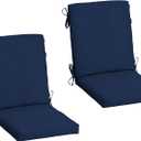 Arden 2-Pack Outdoor Patio Dining Chair Cushion, 20x44, Rain-Proof Seat Pad, Fade-Resistant Outdoor Cushion Sapphire Blue Leala