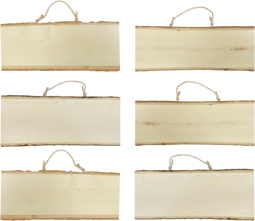 6-Pack Wood Signs Basswood Rectangle Plaque Wooden Slice for Crafts Burning Carving (6x14x0.42In)