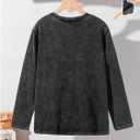 RoseSeek Boy's Washed T Shirts Long Sleeve Shirts Crew Neck Casual Fall Tee Tops Streetwear (Black)