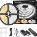 Novostella 40ft Tunable White LED Strip Light 1344 LEDs Dimmable 3000 K-6500 K 24V Remote Flexible LED Tape for Christmas Living Room Cabinet Counter Bedroom Home Kitchen Bar Ceiling Daylight Warm White (40ft (Non-Waterproof))