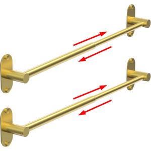 Towel Bar, Adjustable 14.4inch - 25.2inch Towel Rack, Self Adhesive & Wall Mounted for Bathroom Kitchen Hand Towel Holder Cloths Hanger SUS 304 Stainless Steel Organizer Single Bar (2, Gold)