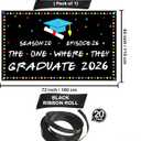 KatchOn, The One Where They Graduate Backdrop 2026 - XtraLarge, 72x44 Inch | Graduation Banner Class of 2026, Friends Graduation Decorations 2026 | Grad Backdrop 2026 Graduation Party Decorations