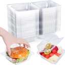 100 Pack Clear Clamshell Food Containers, Disposable Plastic Hinged Clamshell Take Out Container with Lids, To Go Food Containers for Dessert, Hamburger, Cakes Slice, Cookies, Salads, Snacksetc