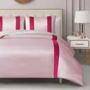 Juicy Couture Velvet Stripe on Satin Pink King Duvet Cover Set - 3 Piece Luxury Bedding Ensemble