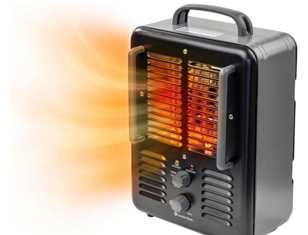 Comfort Zone Electric Portable Milkhouse Style Utility Space Heater with Adjustable Thermostat, Overheat Protection, and Safety Tip-Over Switch, Ideal for Garage or Greenhouse, 1,500W, CZ798BK