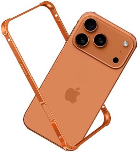 for iPhone 17 Pro Bumper Case Metal - No Back Design Compatible with MagSafe Aluminum Backless Edge Frame Fast Heat Dissipation Shockproof Slim Minimalist Protection Case for iPhone 17 Pro (Orange)