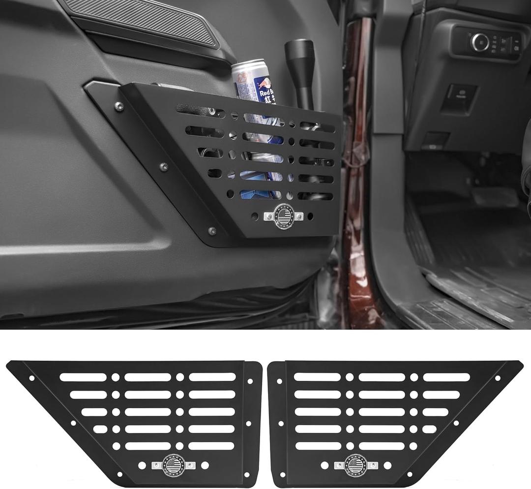 2Pcs Metal Front Door Storage Box for Ford Bronco 2021-2024 Interior Storage Expansion Front Door Storage Pockets Side Insert Organizer Accessories