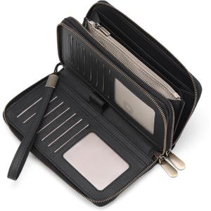 GAEKEAO Wallet for Women Clutch Leather RFID Blocking Wristlet Purse Zip Around Wallets Large Capacity Credit Card Holder