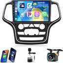 [4+64G] Hikity Android 15 Car Stereo for Jeep Grand Cherokee 2014-2017 with Wireless Carplay Android Auto, 10'' Touchscreen Radio Bluetooth Mirror Link GPS WiFi SWC AI DSP/FM/RDS/32EQ Backup Cam+Mic