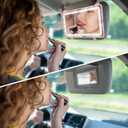 Car Sun Visor Vanity Mirror with Lights, Pink Rechargeable Car Makeup Mirror Accessories, Birthday Gifts for Women Girl, 3 Light Modes, Dimmable Touch Led Screen, Universal for Car Truck