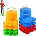 Balancing Stilts for Kids - 4 Pairs (8 Stilts Total) Monster Feet for Balance & Coordination - Family Fun Toys for Boys & Girls Age 4-10 Backyard Parties, Obstacle Courses, Indoor & Outdoor Games (Rainbow)