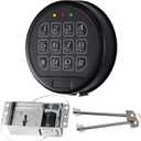Gun Safe Lock Replacement with 2 Override Keys & Solenoid Black Keypad Safe Electronic Safe Lock for Fireproof Safe Box