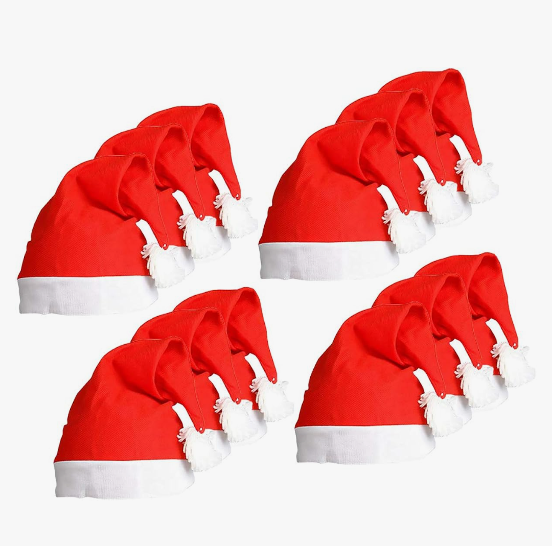 The Dreidel Company Red Christmas Santa Clause Hat, Xmas Hat for Unisex Adults and Kids, Festive Party, 18"