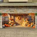 Thanks Giving Garage Door Banner 13x6ft Fall Thanksgiving Theme Backdrop Autumn Farmhouse Backdrop Decor with Pumpkins Hay Bales Photo Prop Background for Outdoor Thanksgiving Yard Decor