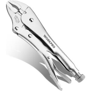 WORKPRO Locking Pliers, 10-inch Curved Jaw Vice Grips pliers, Chromium-Vanadium Steel Locking Pliers with Wire Cutter, Locking Adjustable Vise Grips for Clamping Twisting Welding (10")