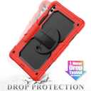 SEYMAC stock Case for Samsung Galaxy Tab S10 Plus/ S9 FE Plus/ S9 Plus 5G Tablet 12.4'' Case with Screen Protector Pencil Holder [360 Rotating Hand Strap] & Stand, Drop-Proof, Red
