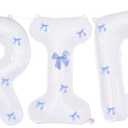 White Bride Balloons 40 inch with Ribbon Bows for Bridal Shower Bride to Be Bachelorette Party Decorations Wedding Engagement Party Dcor (Blue)