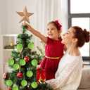 12Pcs Lime Green Christmas Ornaments Furry Ball Christmas Tree Decorations Faux Fur Balls Hanging Decor Xmas Home Party Supplies