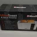 Mueller UltraToast Full Stainless Steel Toaster 4 Slice, Long Extra-Wide Slots for Bagels and Waffles, 6 Browning Levels, LED Display, Cancel/Defrost/Reheat Functions & Removable Tray, Kitchen Gadgets