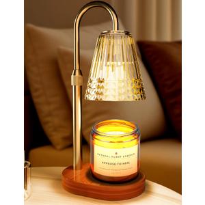 Candle Warmer Lamp with Timer Dimmer: Height Adjustable Wax Melt Warmer for Scented Jar Candles with 2 Bulbs, Valentine's Day Gifts for Women Mom, Birthday House Warming Gifts New Home Room Decor (Golden)