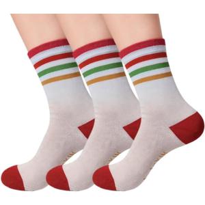 Retro Stripes Cotton Crew Socks for Women&Men - Soft Breathable Mid-Calf Socks,Durable Cushioned Sole for Daily Wear,Casual Outfits & All-Day Comfort (3 Pairs)