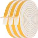 Weather Stripping Door Seal-3 Rolls,1/2 Inch Wide X 1/4 Inch Thick Total 20 Feet Long, Adhesive Soundproof Foam weatherstrip for Window Insulation(6.5ft x 3 Rolls) (White)