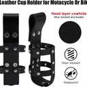 Motorcycle Cup Holder for Drink Classic Cowhide Leather Cup Holder for Motocycle Bike (2Pack)