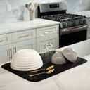 S&T INC. Dish Drying Mat XL, 18 x 24, Absorbent Microfiber Kitchen Counter Mat, Dish Drying Pad for Dishes, Utensils, Pots and Pans, Extra Large, Black