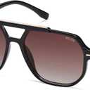 SOJOS Retro Trendy Aviator Polarized Sunglasses Men Women Vintage 70s Square Stylish Frame Sun Glasses SJ2283 (Black/Dark Brown Grading)