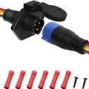 Trolling Motor Plug and Receptacle,12V/24V/36V/48V 3-Wire 8 Gauge 50A Trolling Motor Plug for Minn Kota Marine Boat,Male & Female Waterproof Quick Connect (3-Prong,Straight (1pk blue))