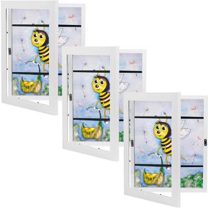 Sunnyglade 3 Pack Kids Art Frames, 8.5x11 Front Loading Kids Artwork Frames Changeable Display, Storage Frames for Holds 70 Pieces Children Artwork, for Wall&Table, Hanging Art, Crafts (White)