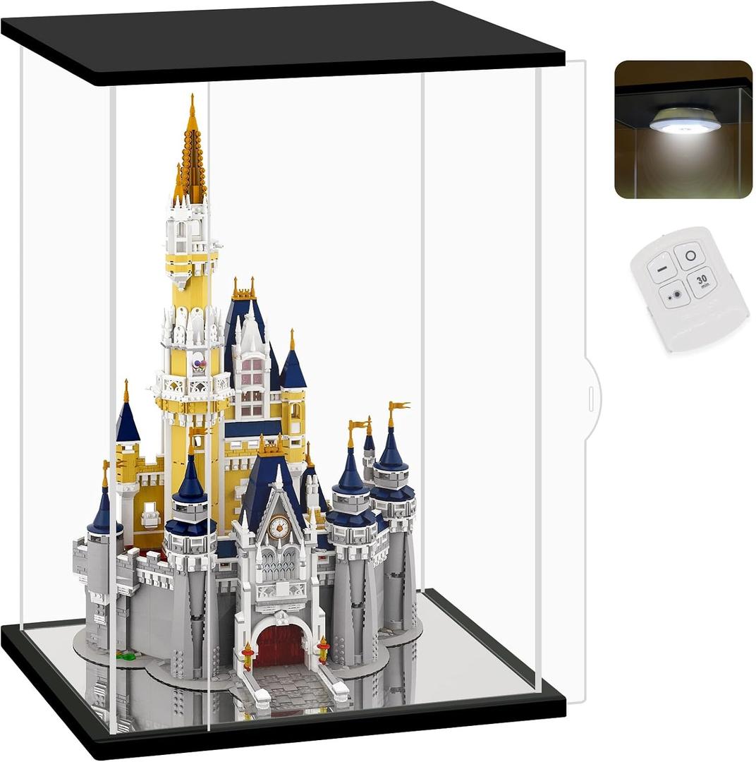 NONEMEY Clear Acrylic Display Case with Remote Control Light for Collectibles, Dustproof Model Showcase Organizer Box, Display Case for Collectibles (20x14x30.7inch,51x36x78cm)