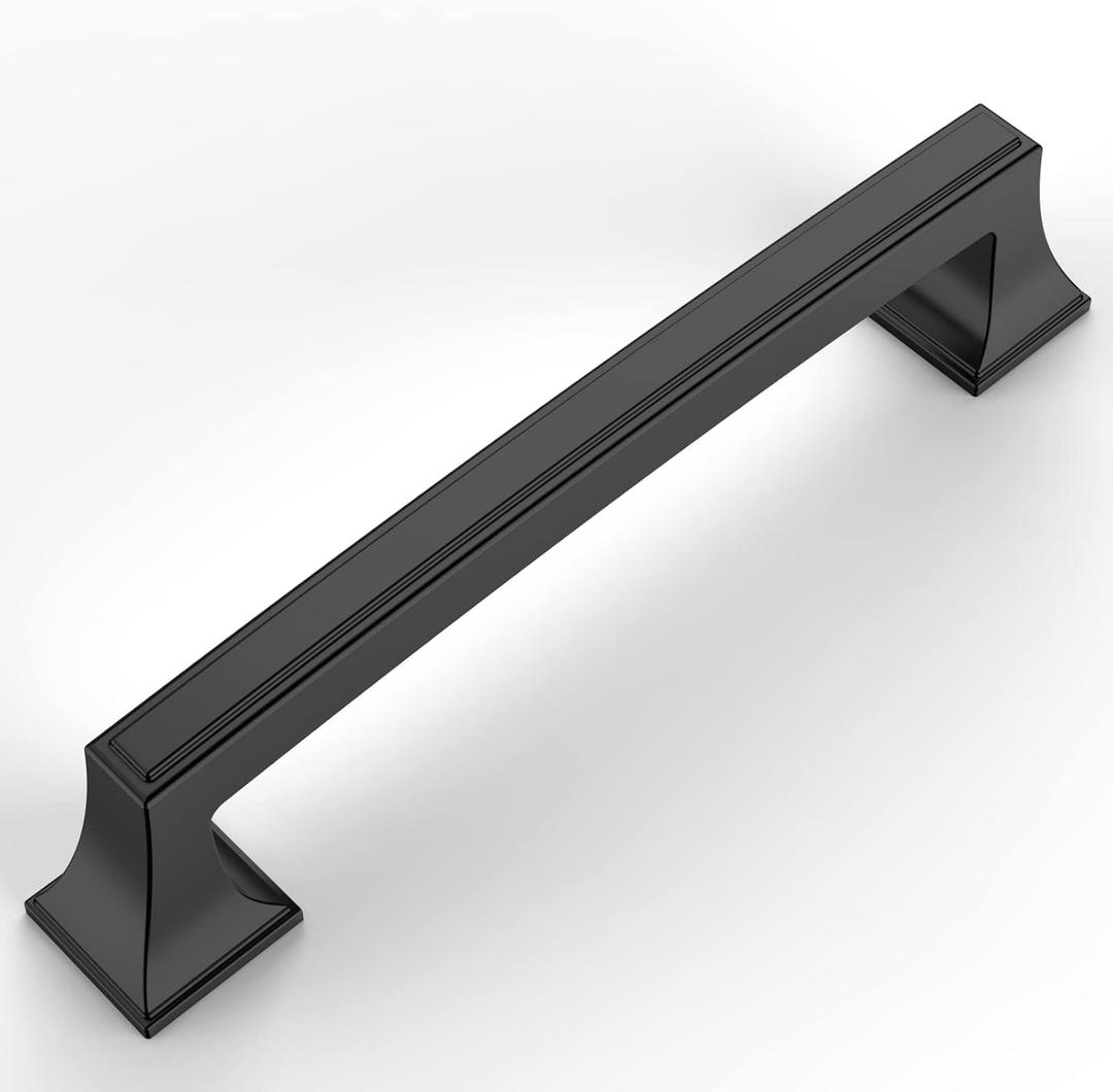 Amerdeco 15 Pack Matte Black Cabinet Pulls 5 Inch(128mm) Hole Center Cabinet Hardware Kitchen Cabinet Handles for Bathroom Drawer Pulls Dresser Pulls ZH0010