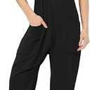 Girls' Casual Sleeveless Jumpsuits Spaghetti Strap Loose Romper Long Pants with Pockets 160