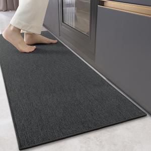Color&Geometry Kitchen Rugs and Mats Non Slip Washable, Absorbent Woven Kitchen Runner Rug Easy to Clean Kitchen Floor Mats for in Front of Sink, Laundry Room, Hallway, 17”x71”, Dark Grey
