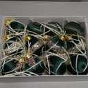 12Pcs Green Satin Christmas Ball Ornaments, 3.15 Luxury Silk Glitter Xmas Tree Decorations for Home Decor (Green)