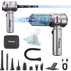 Handheld Vacuum Cordless, Car Vacuum Cleaner with Brushless Motor, Strong Suction Vacuum & Compressed Air Dusters with LED Light, Type C Port, Wireless Mini Portable Hand Vacuum Blower for Home, Pet (Silver)