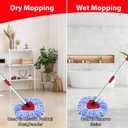 Small Spin Mop Replace Head Compatible with O-Cedar RinseClean 2 Tank, Mop Replacement Head Handle Base, 2 Microfiber Head Refills+1 Stick(30-58") +1 Base Combo Set (Blue)