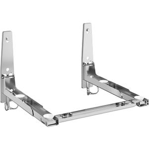 EsLuker.ly Universal Stainless Steel Microwave Oven Wall Mount Bracket with Removable Hooks, Arm Adjustable Foldable Kitchen Stretch Oven Stand Shelf Rack Load 100 lb