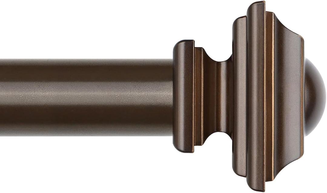 KAMANINA Bronze Curtain Rods for Windows 72 to 144 Inch(6-12ft), Heavy Duty Long 1 Inch Curtain Rod 32 to 144 Inches, Decorative Single Drapery Rods, Square End